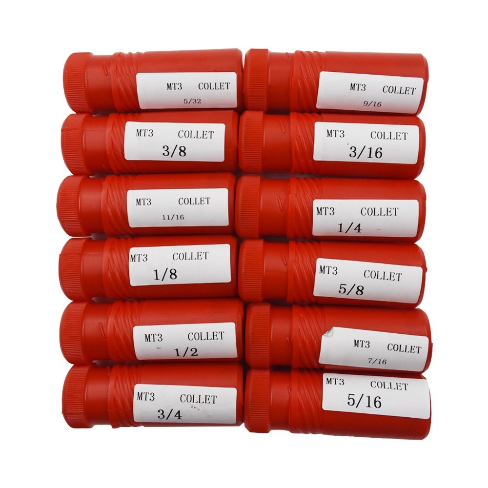12 Pcs #3 Morse Taper Collet Set 1/8″ – 3/4″ 3MT MT3 3/16 1/4 3/8 1/2 5/8 Chuck