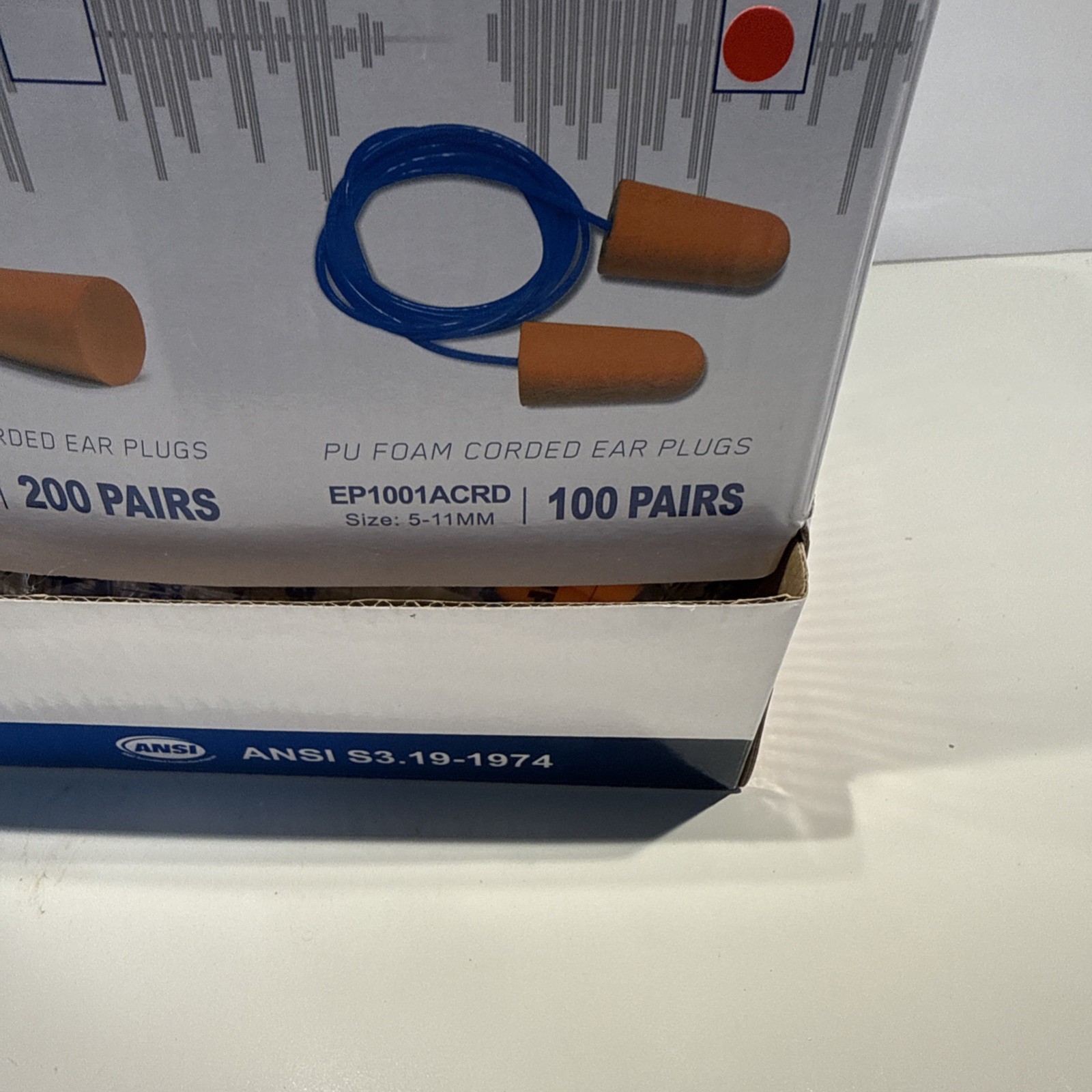 Palmer Safety Corded Earplugs 100 Pairs Soft Foam Individually Wrapped