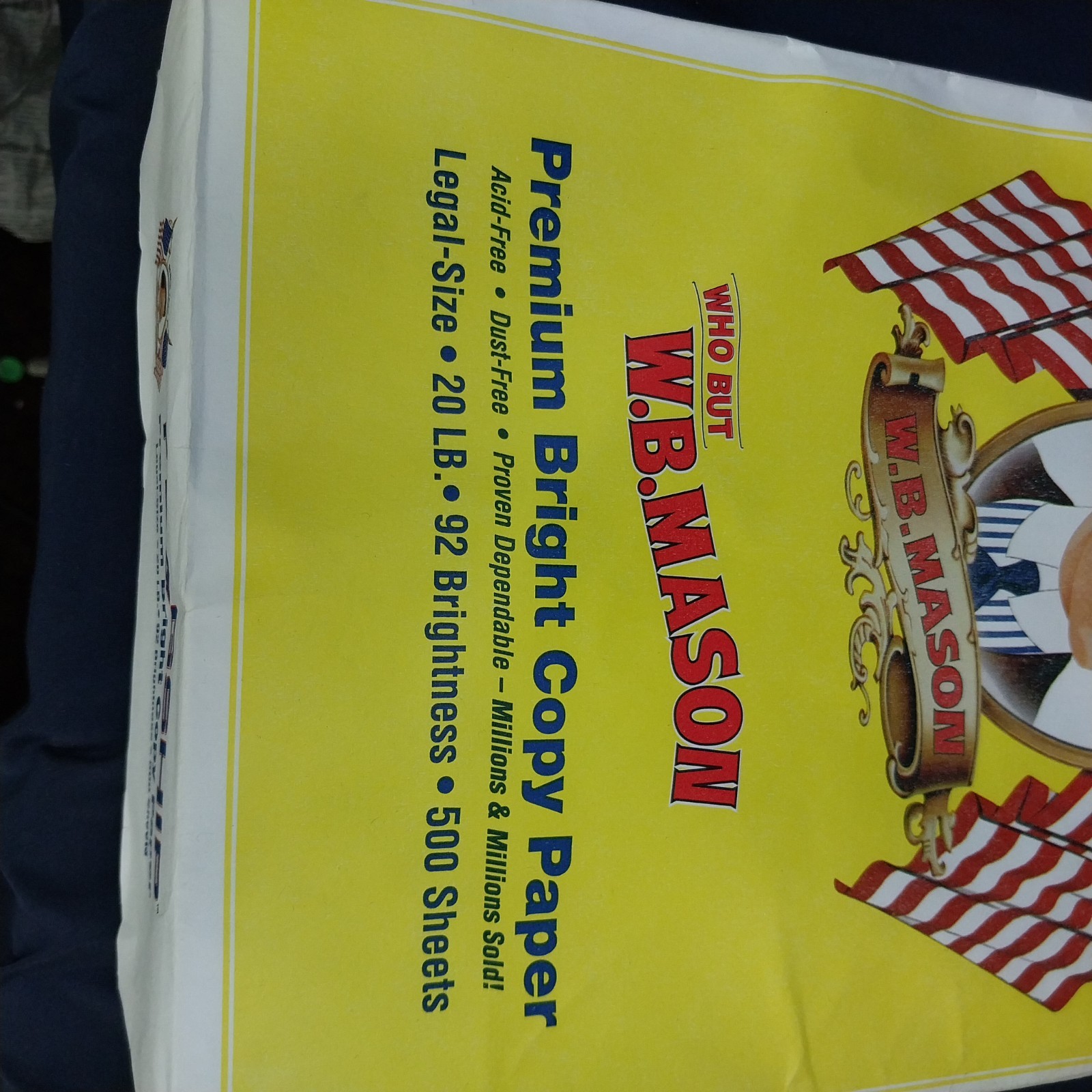 Flagship 8 1/2 x 14 Copy Paper WB MASON 500 Sheets per pack 92 bright 20#