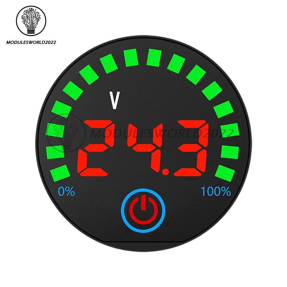 DC7-55V Acid/Li-ion LED Indicator Volt & Battery Level Display Power-Off Memory