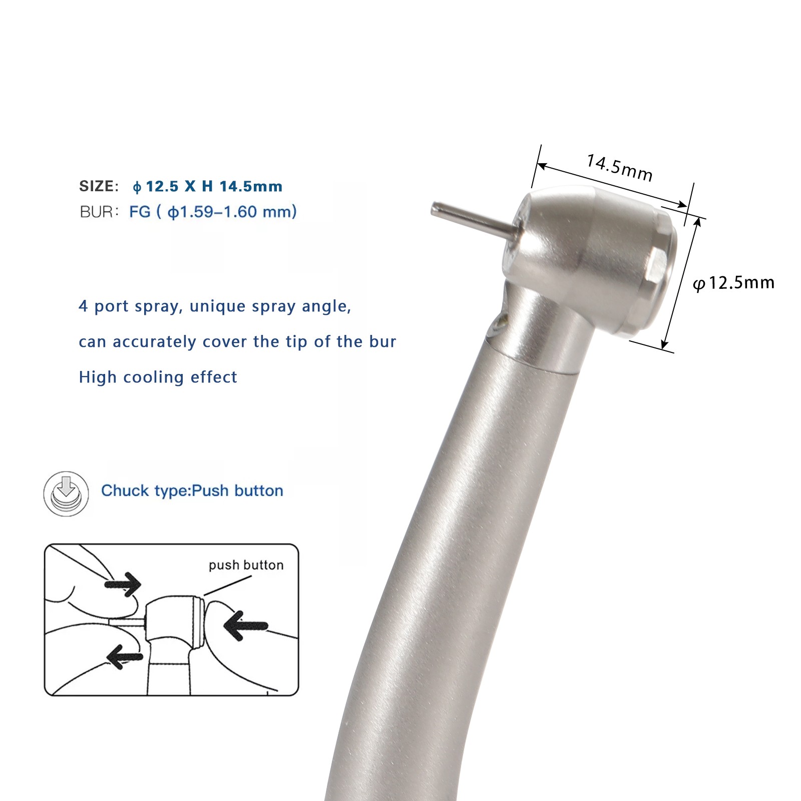 NSK Style LED E-generator Dental High Speed Handpiece Fiber Optic Turbine 4Hole