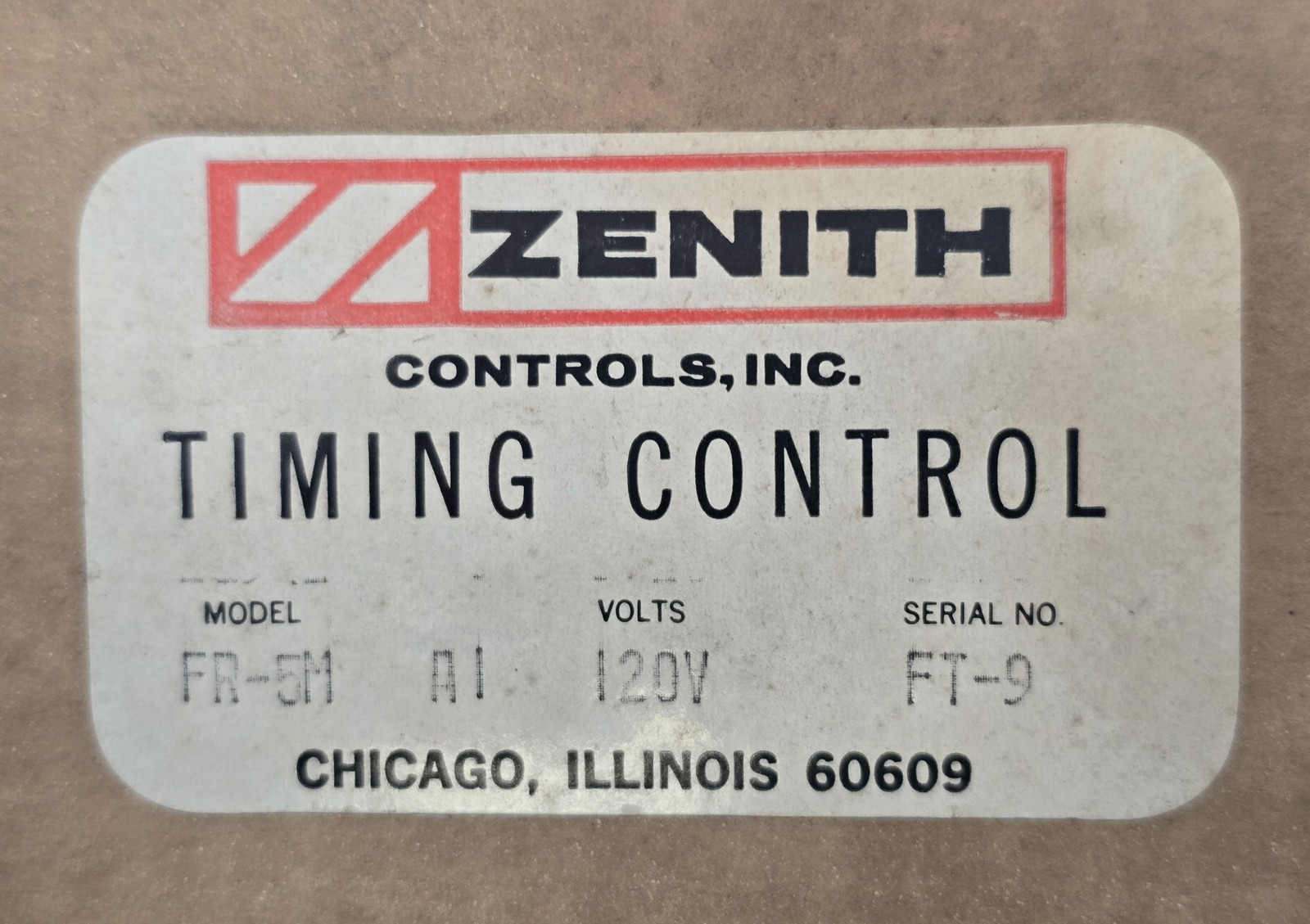 Zenith FR-5M Timing Control Module 15A 120V Range 0-5MIN
