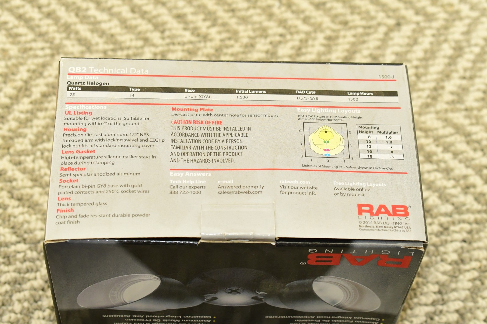 RAB QB2B 2 x 75 W 120 Volt Black Quartz Bullet Floodlight Fixture 1981320073