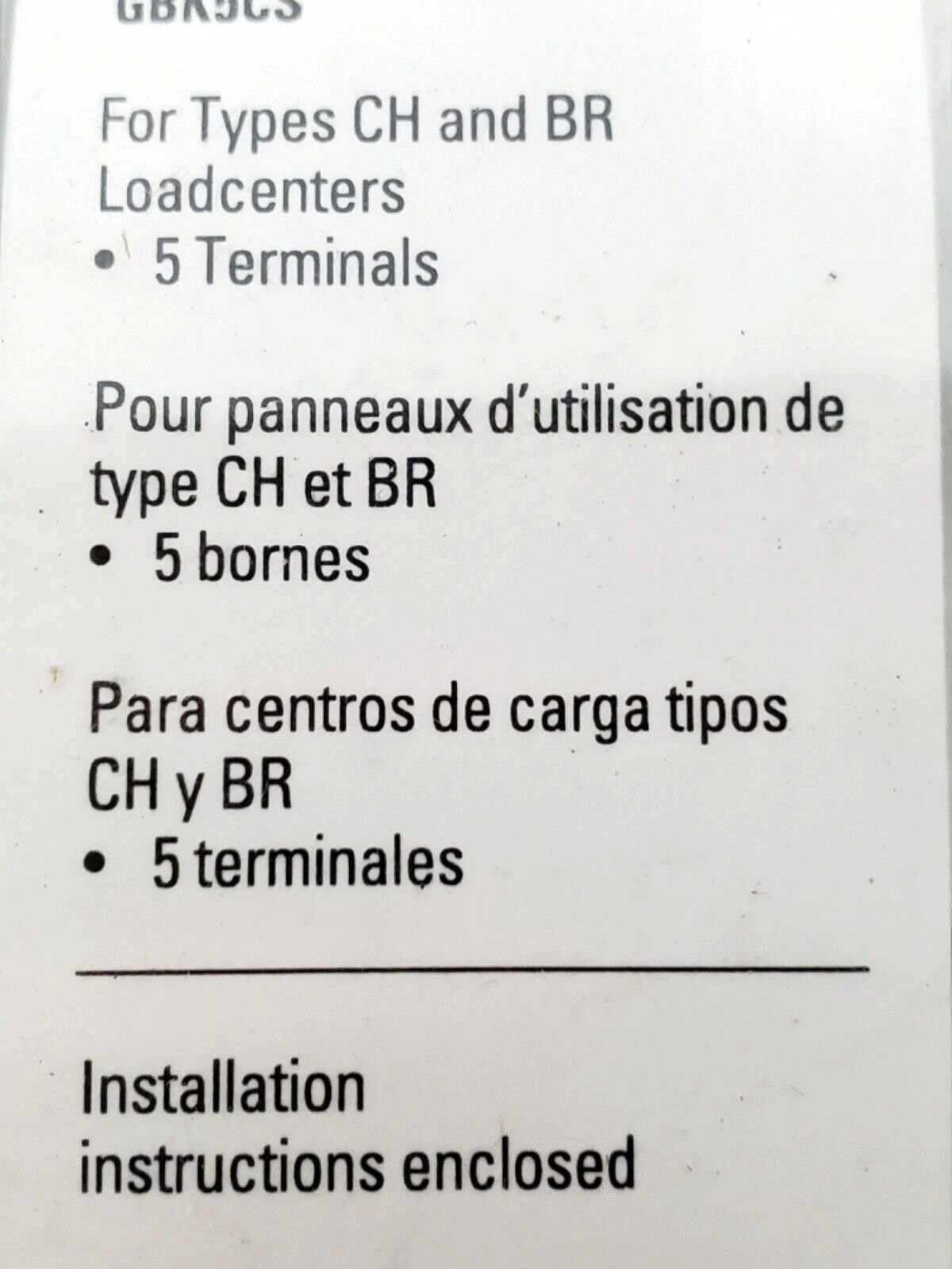 Lot of 2 Eaton GBK5CS 5 Terminal Ground Bars FOR TYPE CH & BR Load Centers
