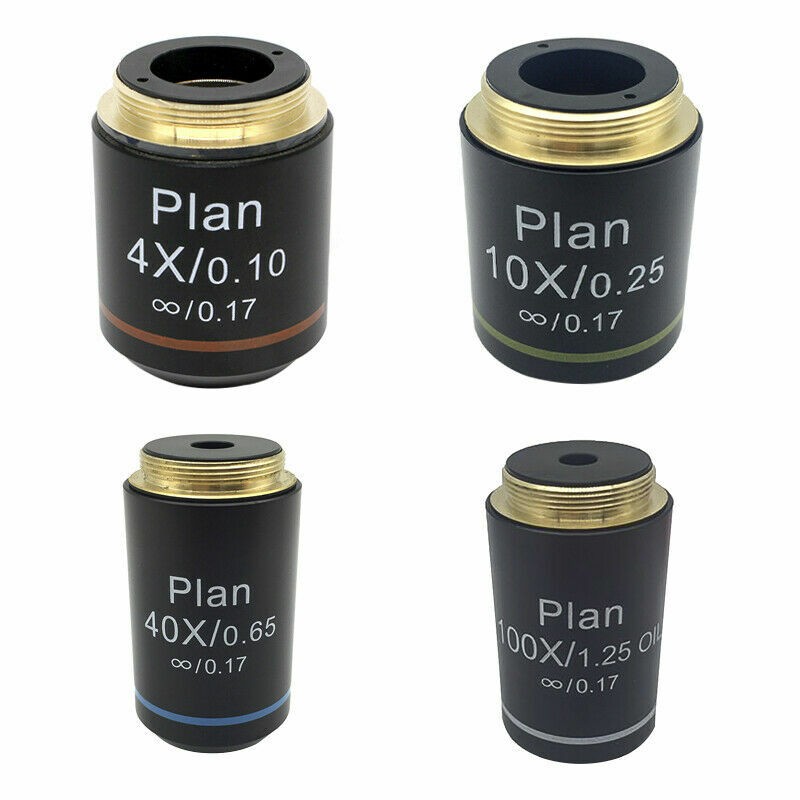 4X / 10X / 40X / 100X Infinity Plan Objective Lens 20.2mm RMS for Microscope