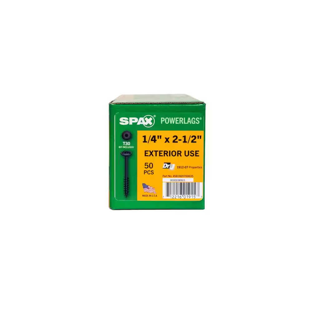 1/4 In. X 2-1/2 In. Exterior Washer Head Structural Wood Lag Screws Powerlags To