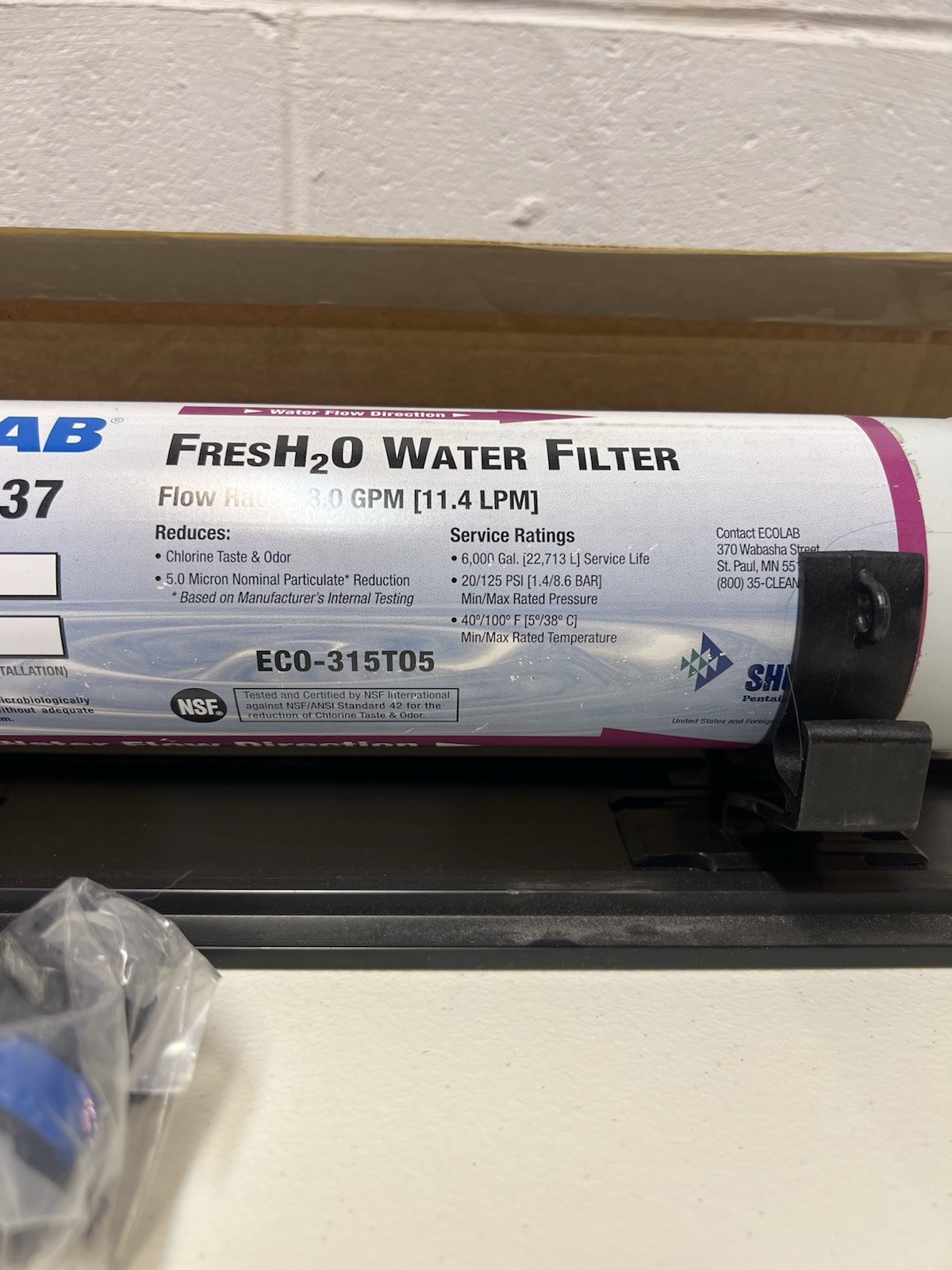 Brand New OEM Ecolab FreshHO Water Filter, model number 9320-1037 3.0 GPM