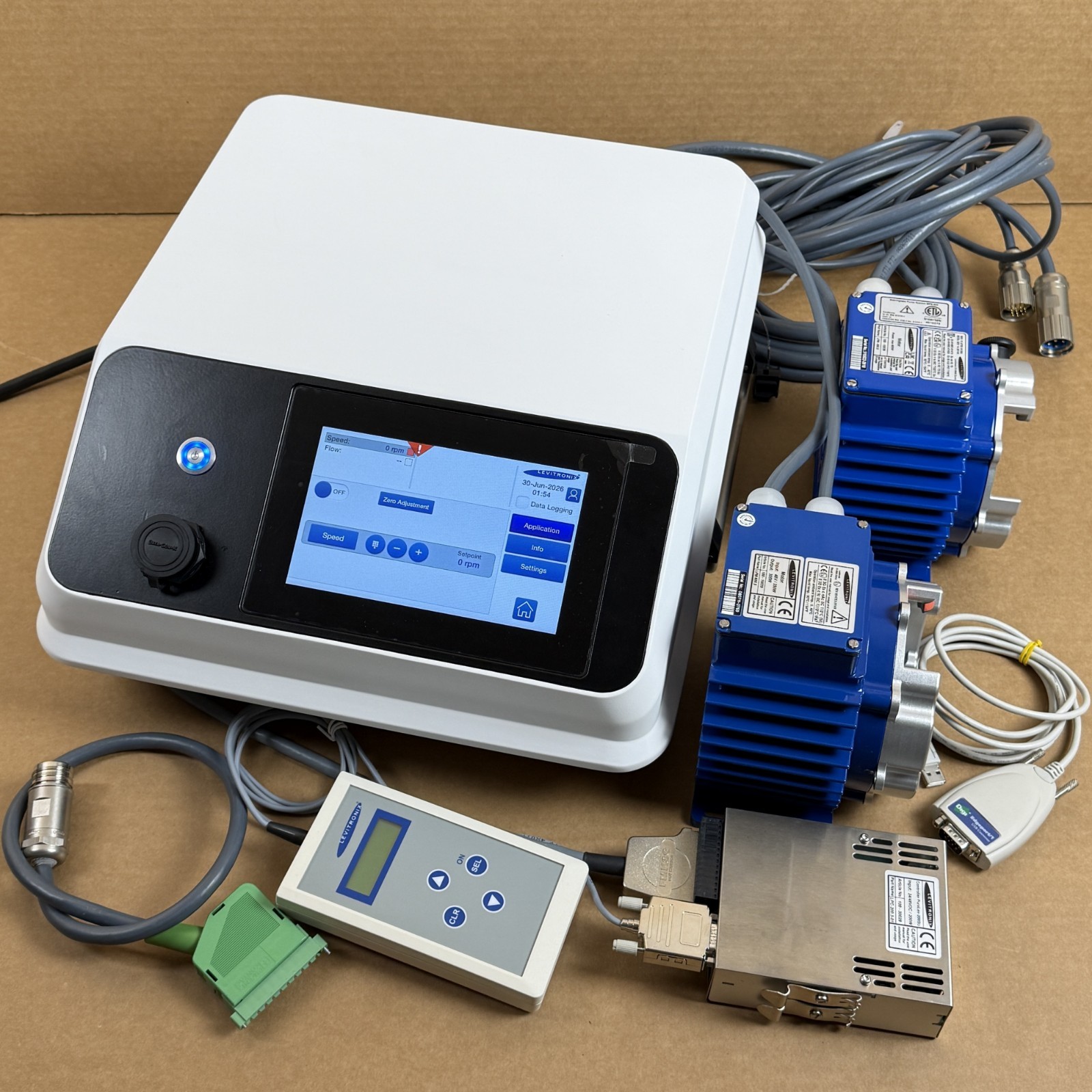 Levitronix LCO-600.1 Console, 2x LPM-600.5 Motors w/ PHS-600.1 Pump Head Socket