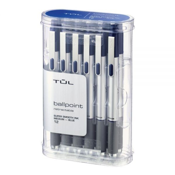 TUL BP Series Retractable Ballpoint Pens, Medium Point, 1.0 mm, Blue Ink
