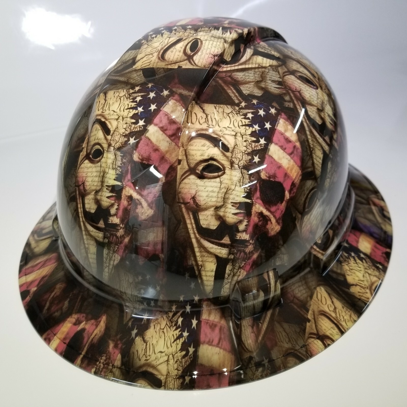 NEW FULL BRIM Hard Hat custom hydro dipped Anonymous AMERICAN PATRIOT EDITION