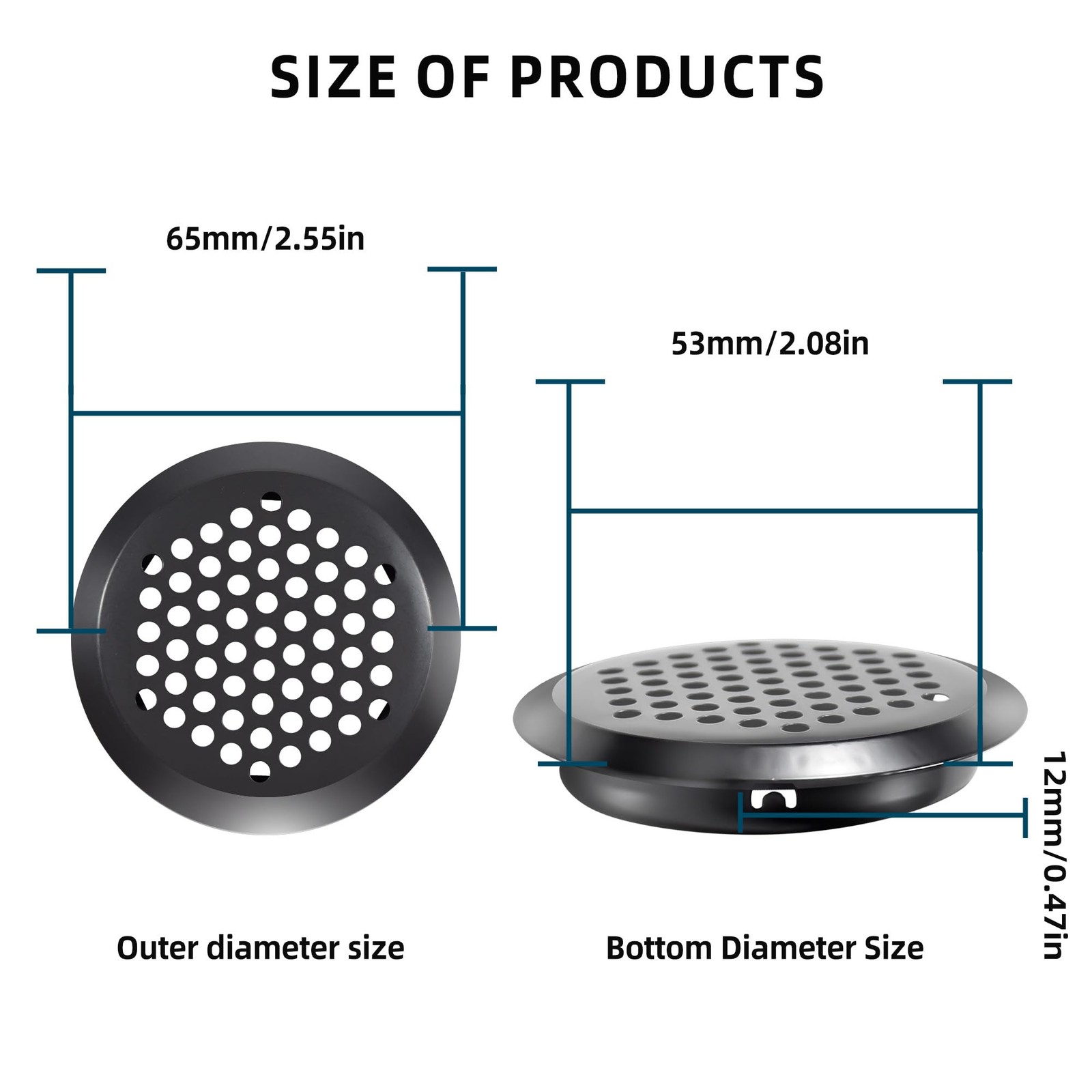 50 Pcs 2 Inch Round Air Vents Soffit Vents Circular Mesh Hole Louver for Kitchen