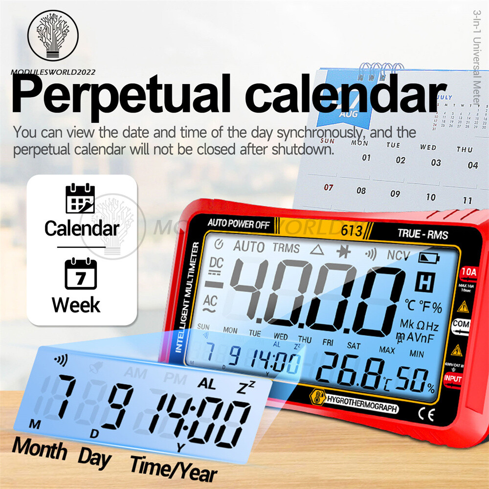 ANENG 612/613 Intelligent Digital Multimeter Calendar/ Thermohygrometer 3-in-1