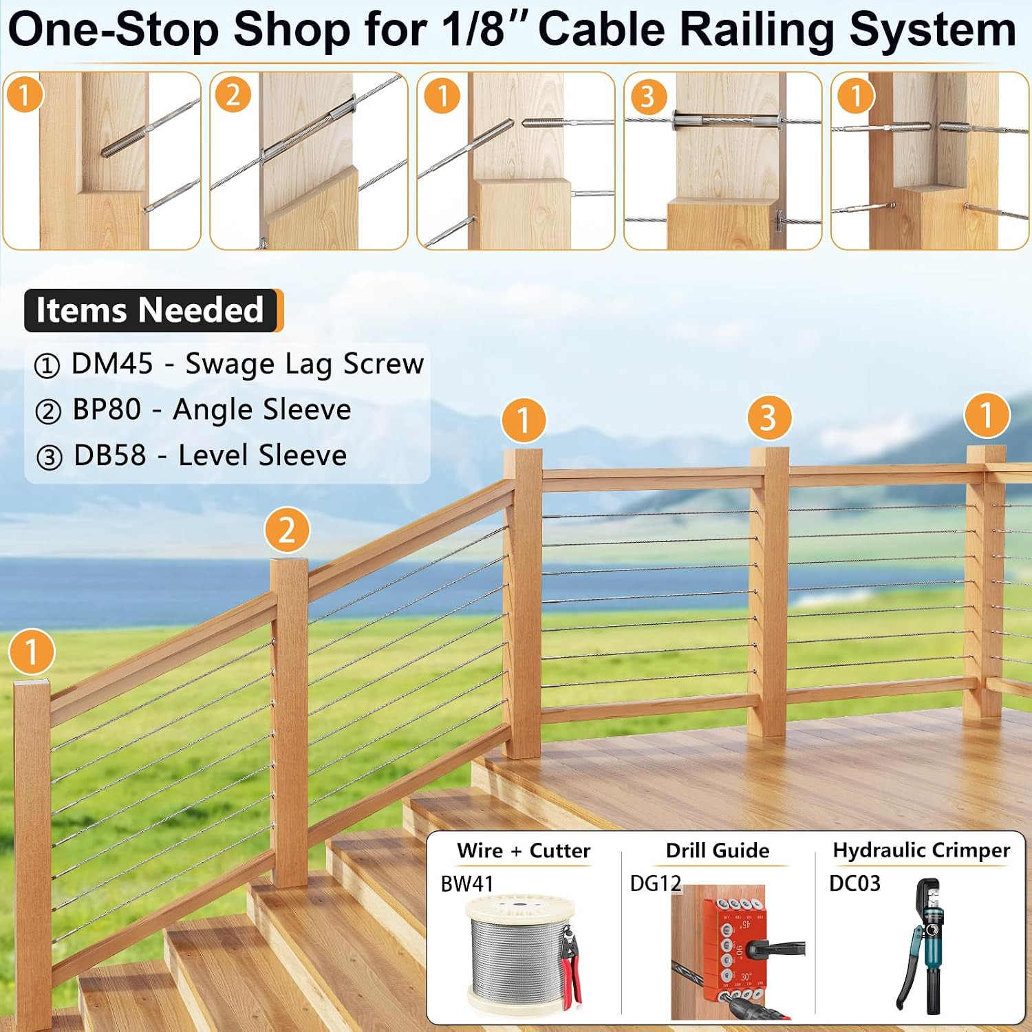 T316 Stainless Steel Right & Left Hand Thread Swage Lag – 100 Pack