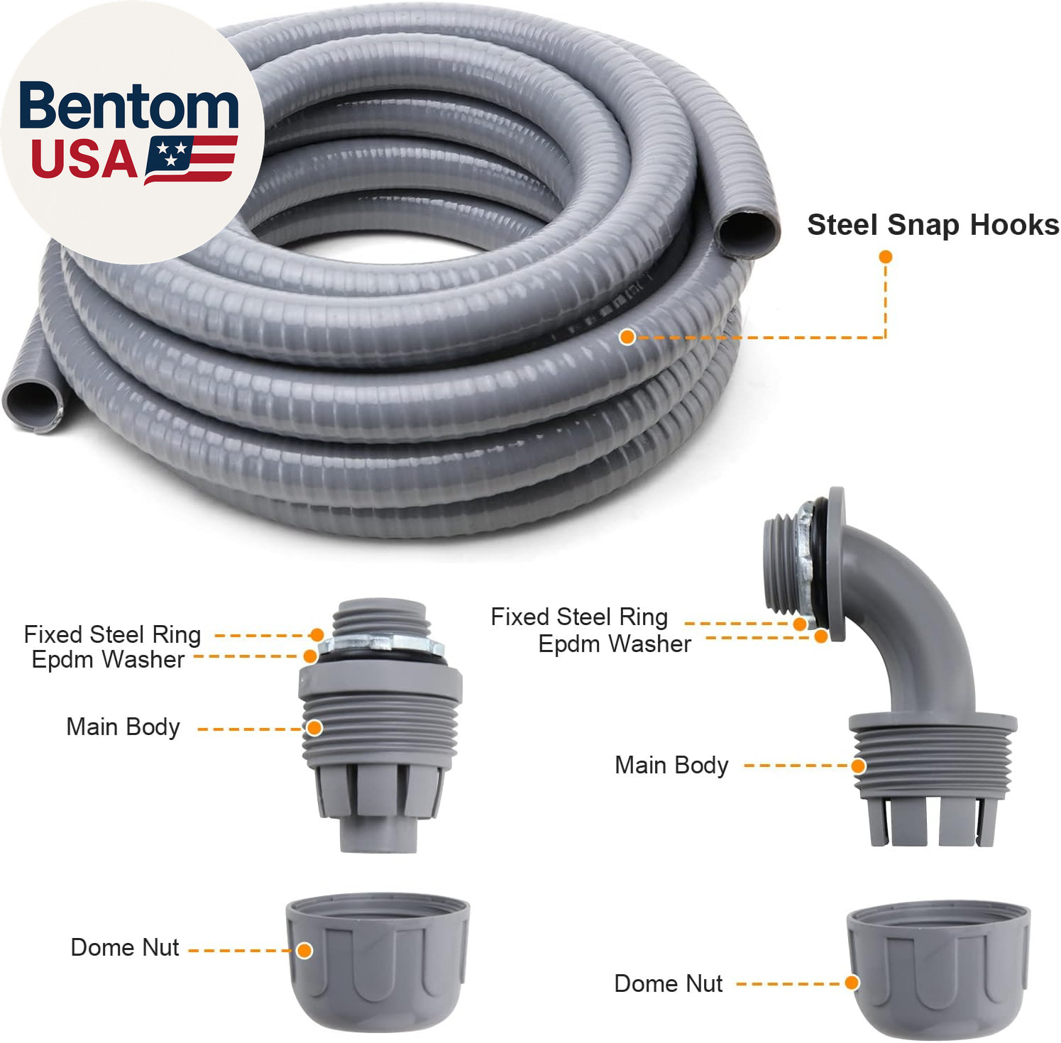 Liquid-Tight Conduit and Connector Kit,Flexible Non Metallic Liquid Tight Electr