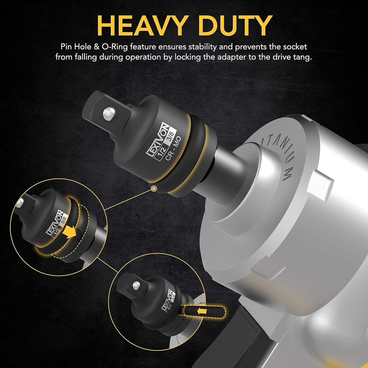 LEXIVON Impact Socket Adapter Reducer 4-piece Set,Impact Driver Conversion LX112