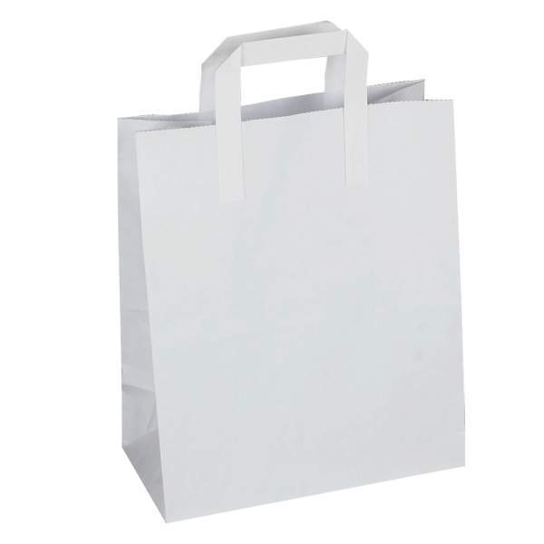 Brown & White Kraft Paper Bags with Handles SOS Food Carrier Takeaway Party Bags