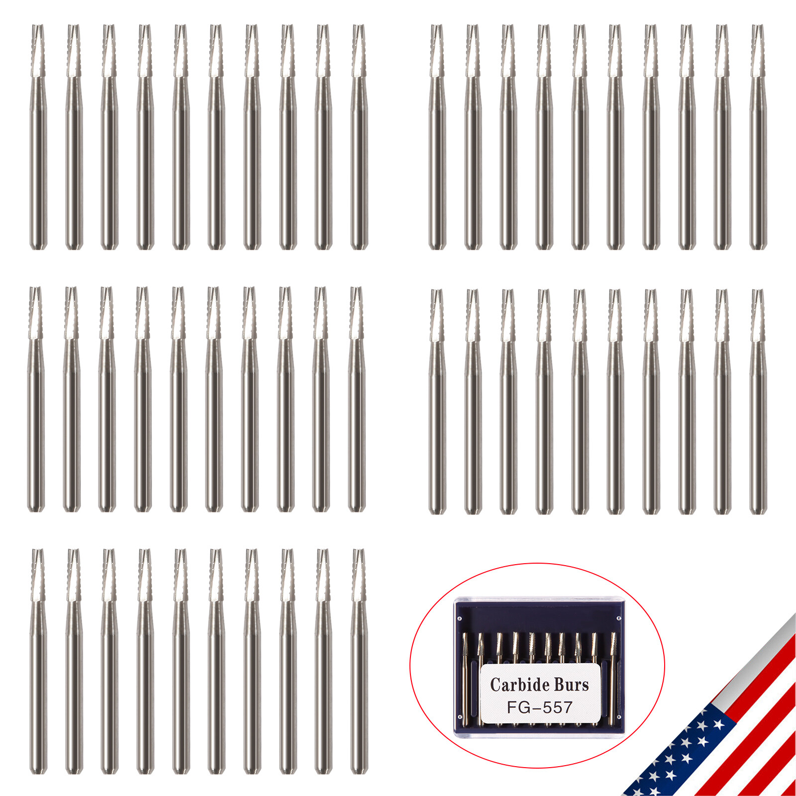 FG 557 Carbide Burs – Friction Grip for High-Speed Handpieces, Type