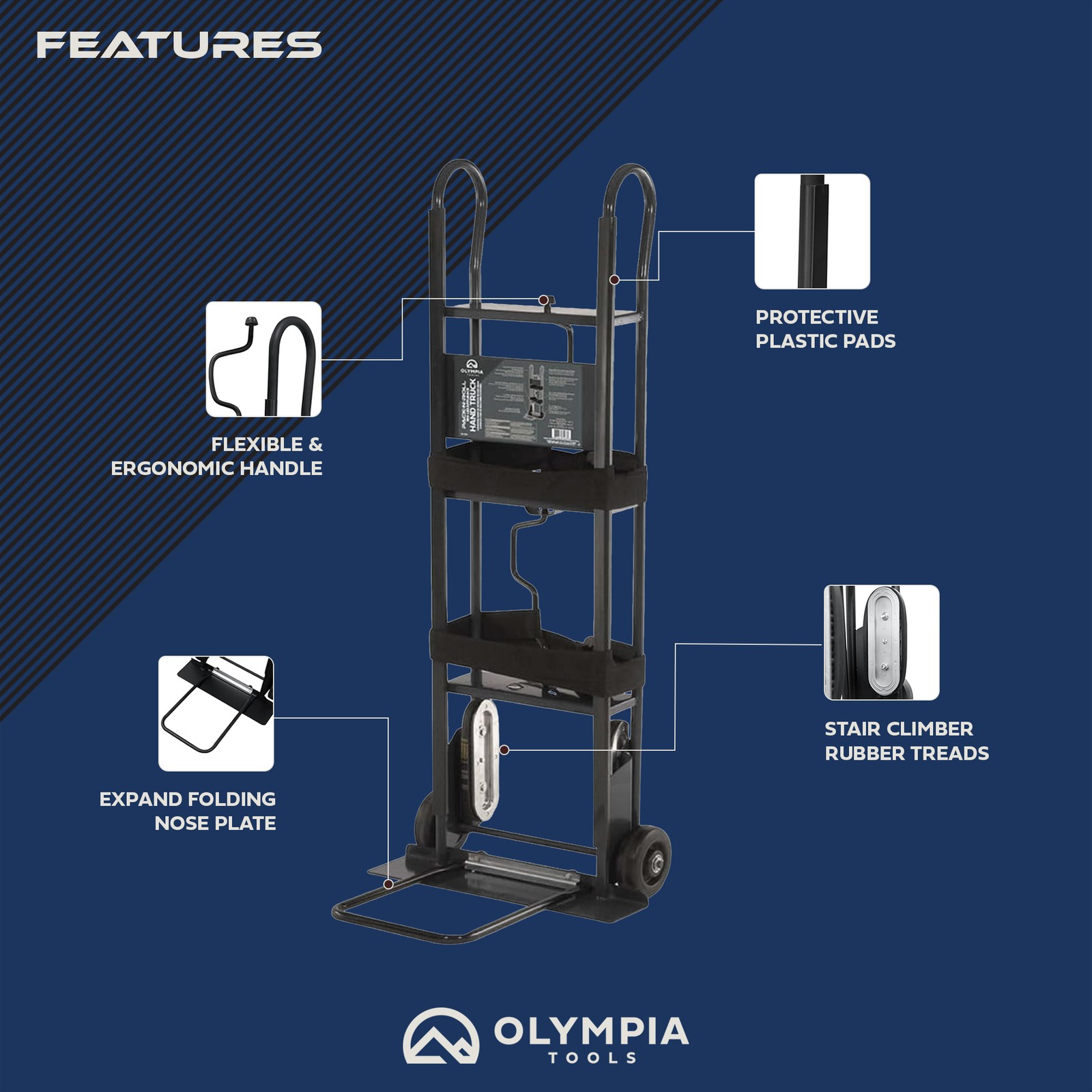Olympia Tools 800 Lb Hand Truck with Ratchet Straps for Appliances and Furniture