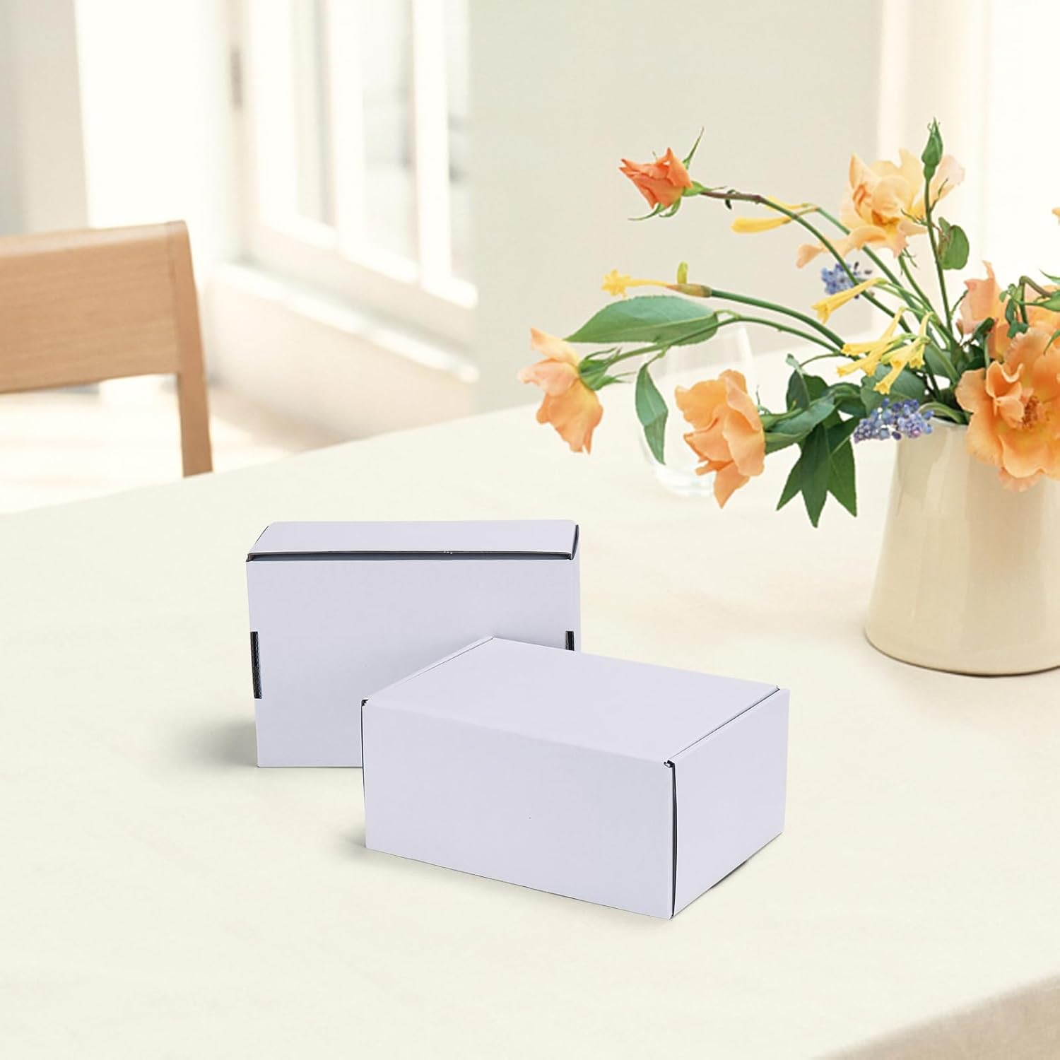 10 Pack 6X4X3 Shipping Boxes, White Corrugated Cardboard Box for Mailing, Packag