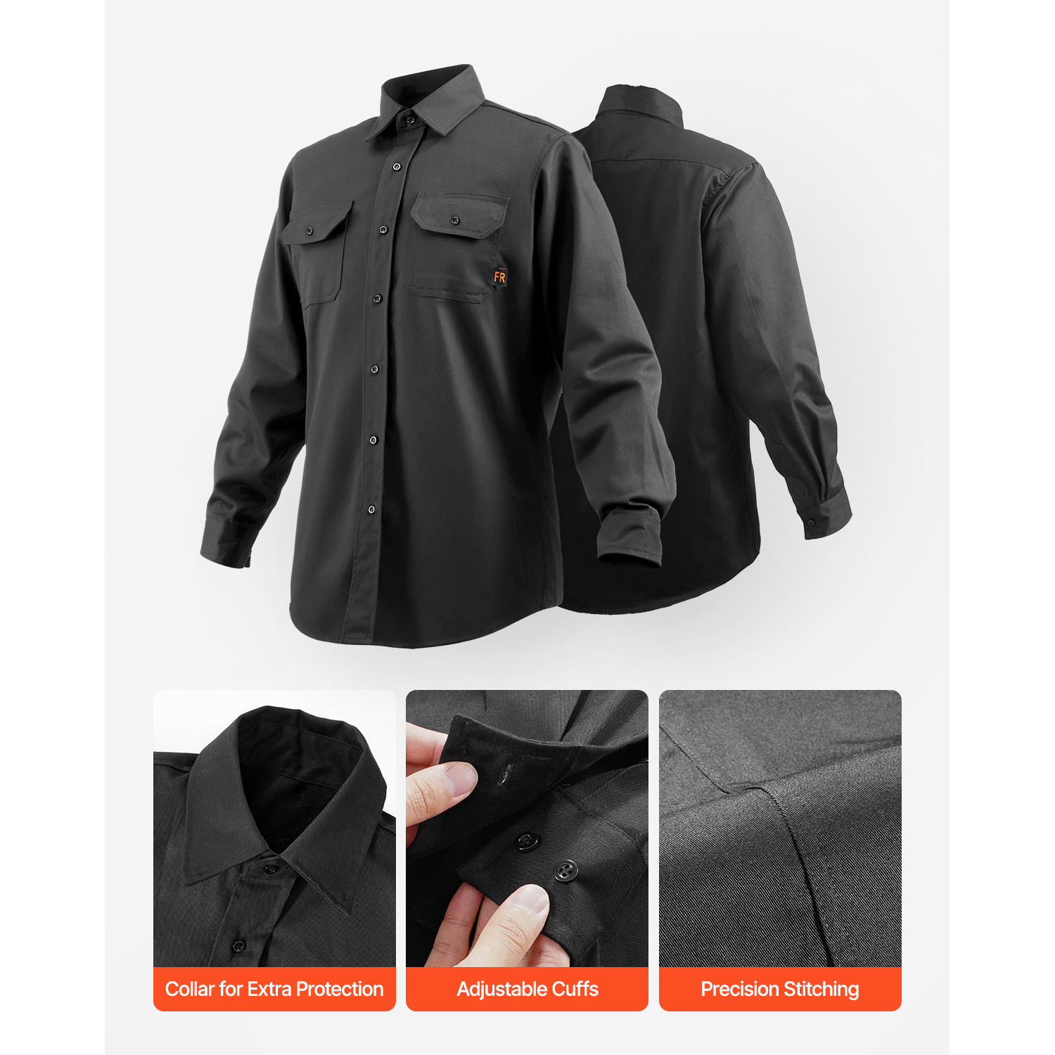 Flame-Resistant Welding Jacket L-Sized 7oz FR Cotton Welding Safety