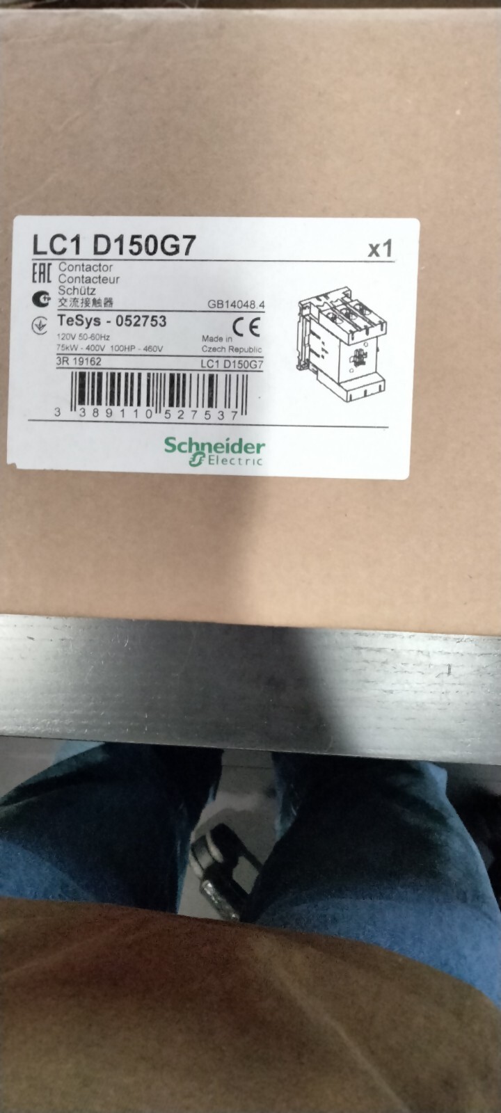 Schneider Electric LC1F150 Contactor Resistive Load 150 A, 80 kW, TeSys F Series