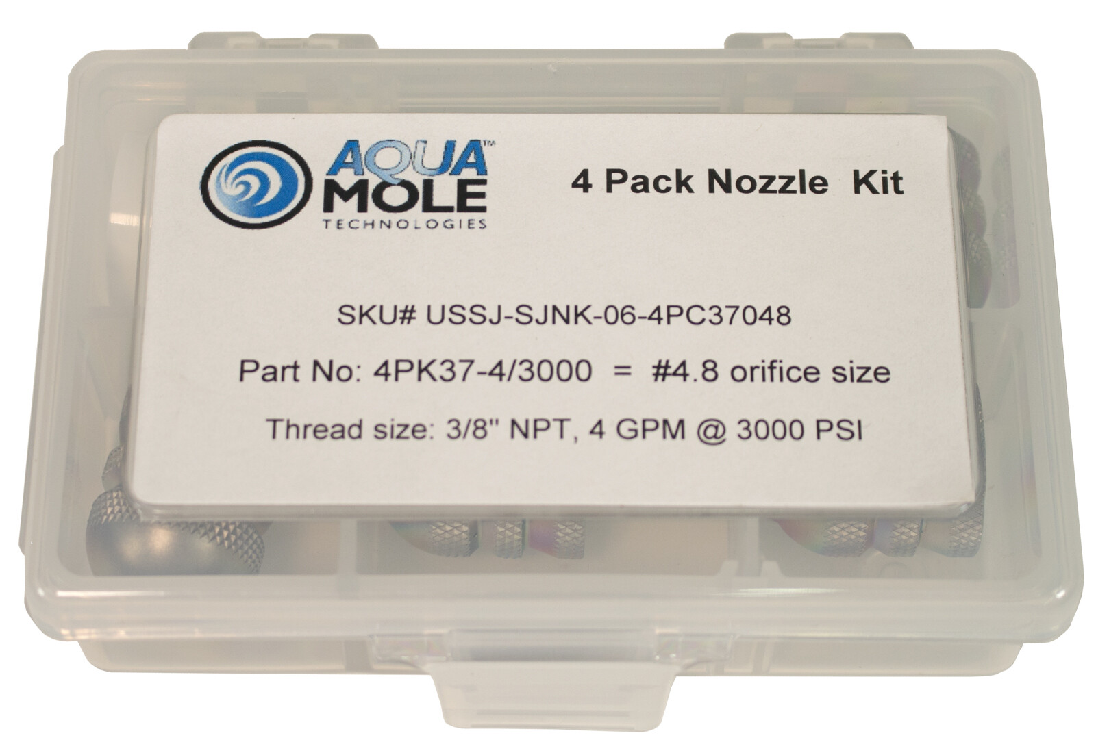 Aqua Mole (4) Pack 3/8″ NPT Button Nose Sewer Jetter Nozzle 3000 PSI 4.8 Orifice