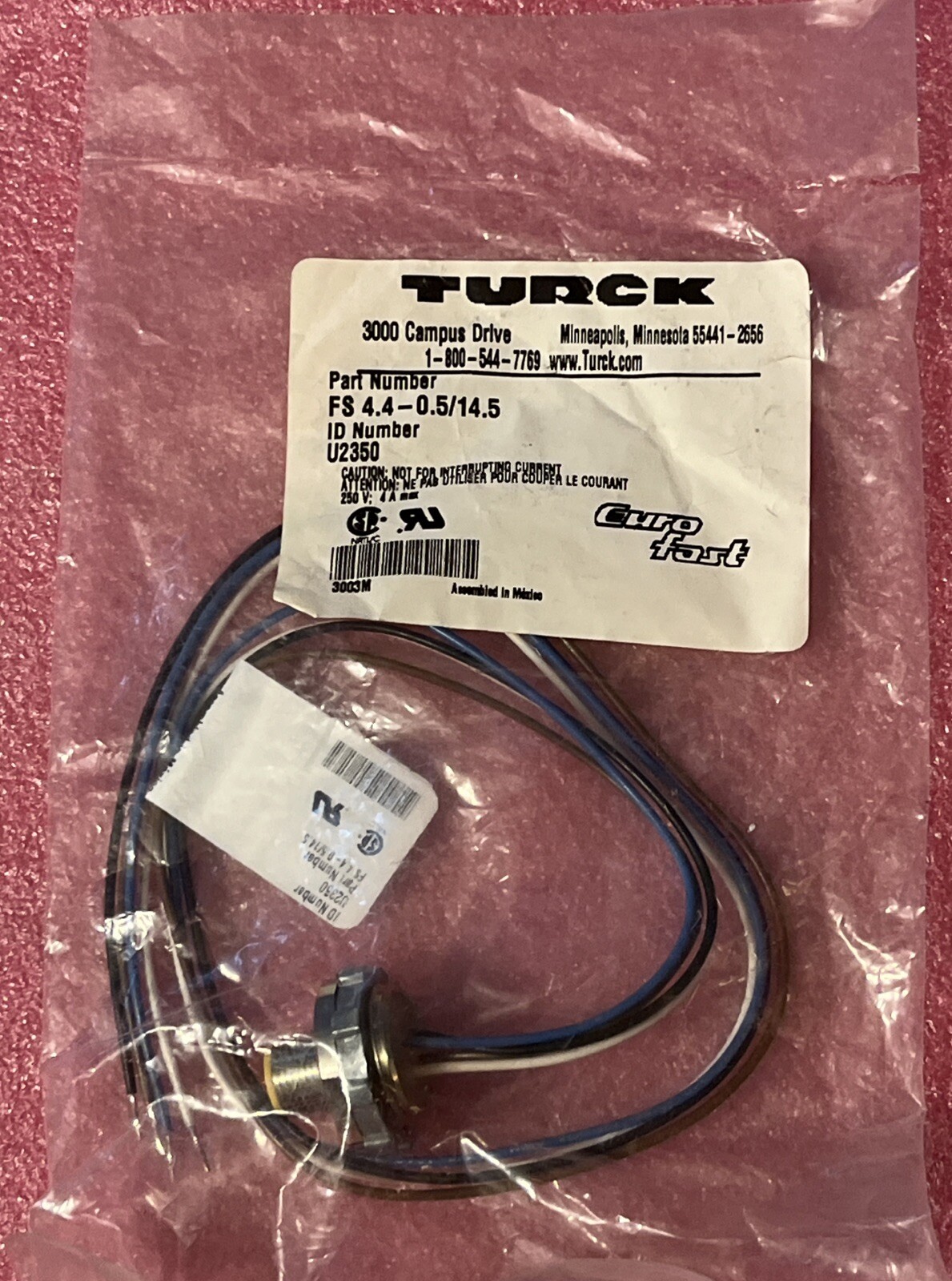 Turck U2350 FS4.4-0.5/14.5 Cable Sensor