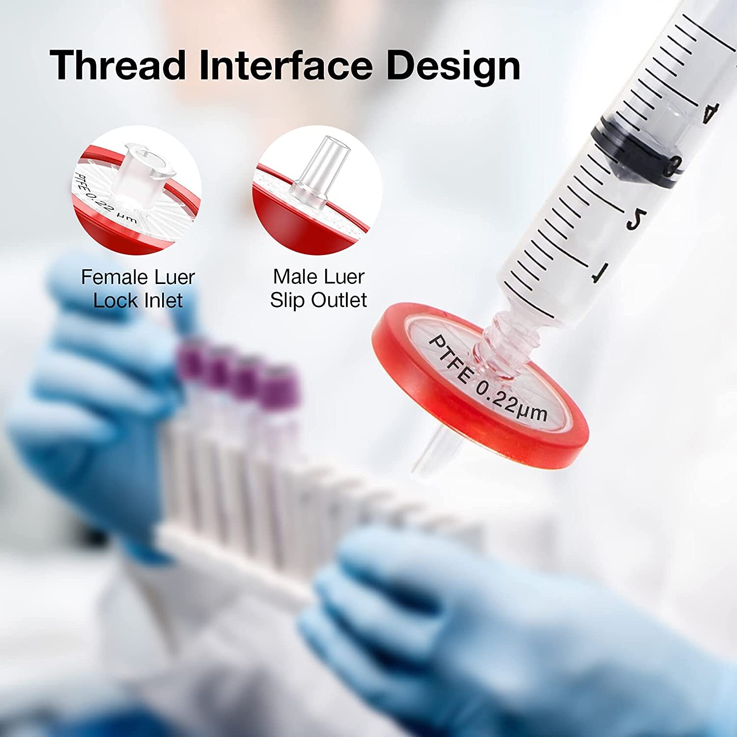 PTFE/NY/PES/GF Membrane LAB Syringe Filters 0.7μm/0.22μm/0.45μm, 13mm/25mm/33mm