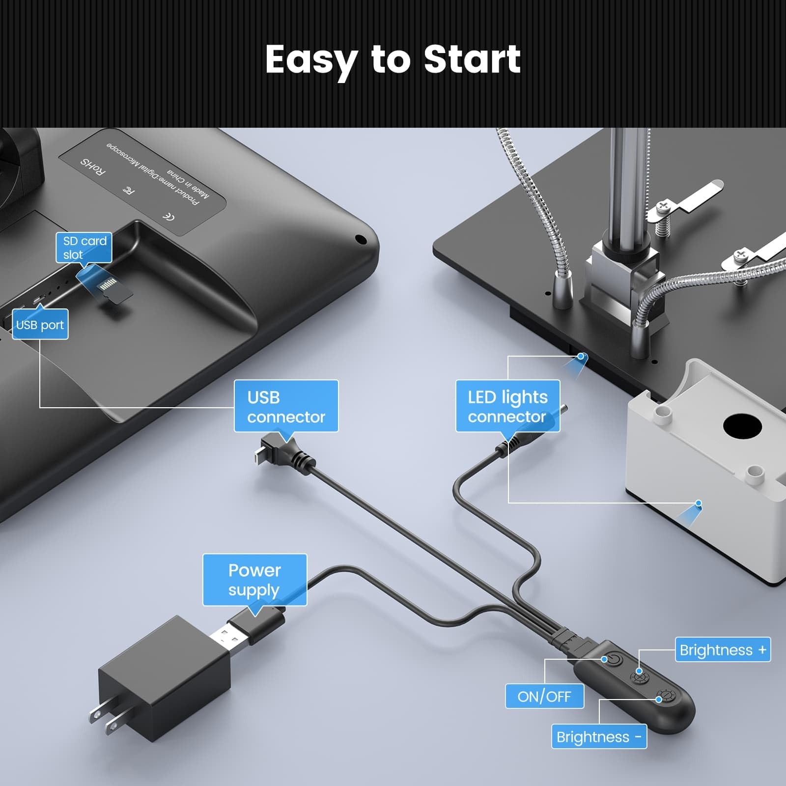 Andonstar AD210 10.1 Inch LCD Digital Microscope for Soldering, Coin Black