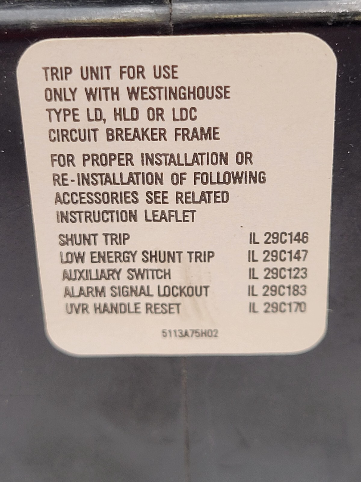 Cutler-Hammer LT3400T Thermal Magnetic Trip Unit Plug-In Mount 400A 600V 3P
