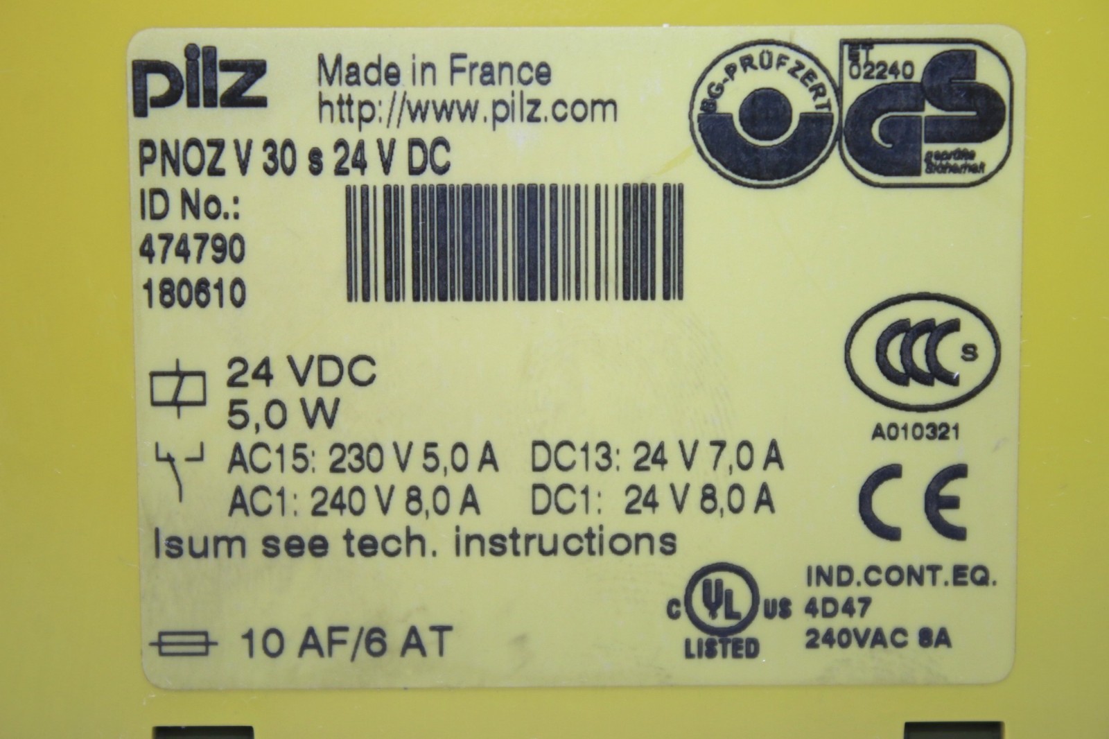 PILZ PNOZ V30 S 24VDC SAFETY RELAY 474790