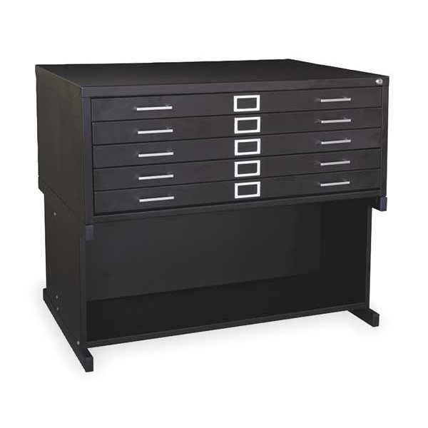 Flat File Cabinet Base, Open Base, Black, 2Cle5