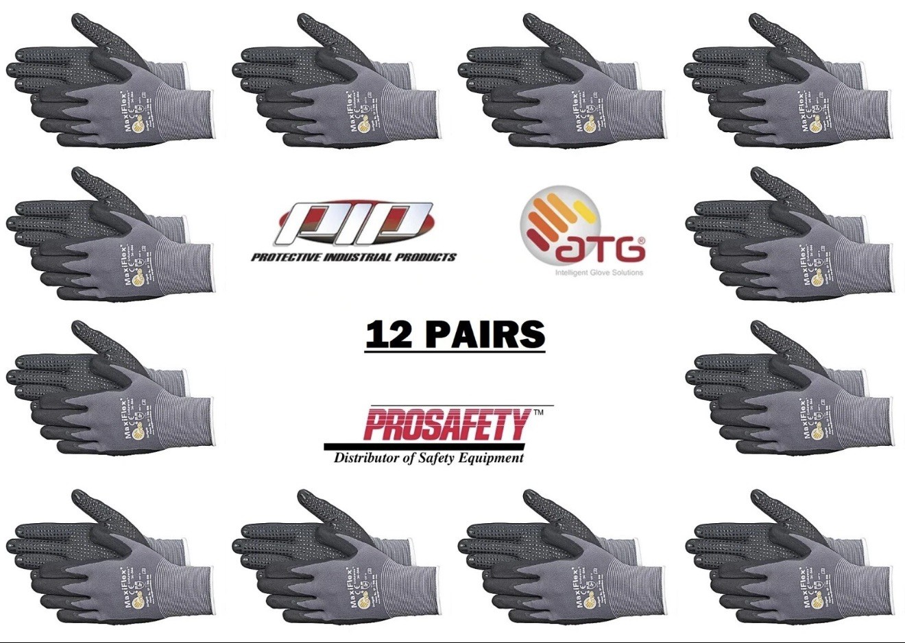 **SALE 34-844/Lg MaxiFlex Nitrile Grip Dotted Palm Coated PROTECTIVE WORK GLOVE