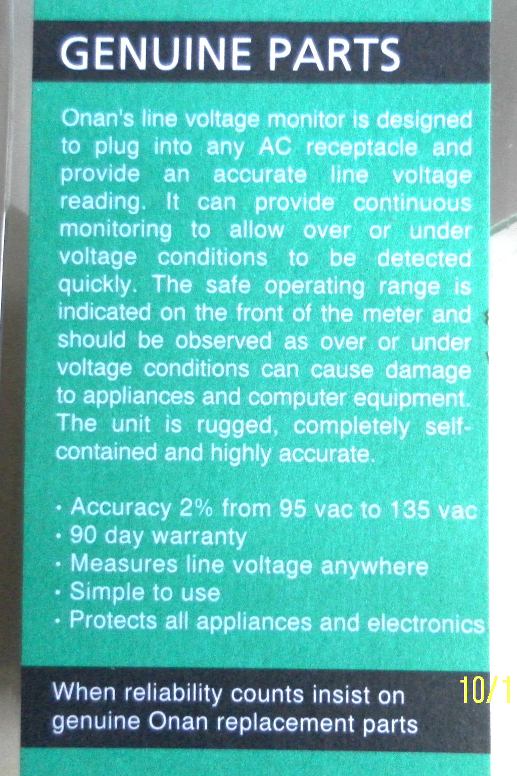 DIGITAL VOLT METER YOU PLUG IN THE WALL MONITOR TO VOLTAGE 105-132 VAC