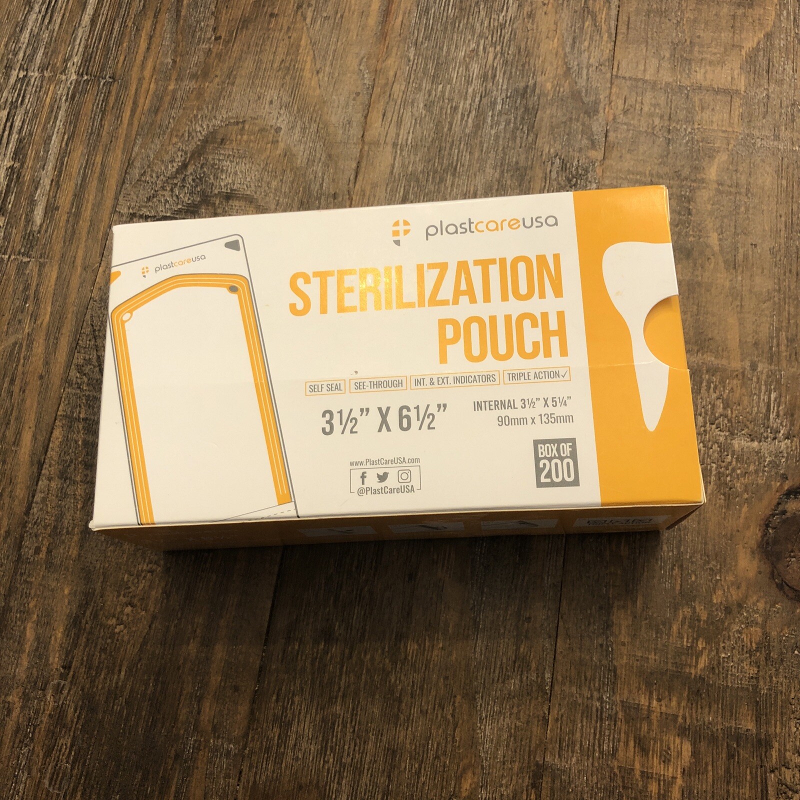 Box of 200 Plastcare USA 3.5″ x 6.5” Self Seal Sterilization Pouches
