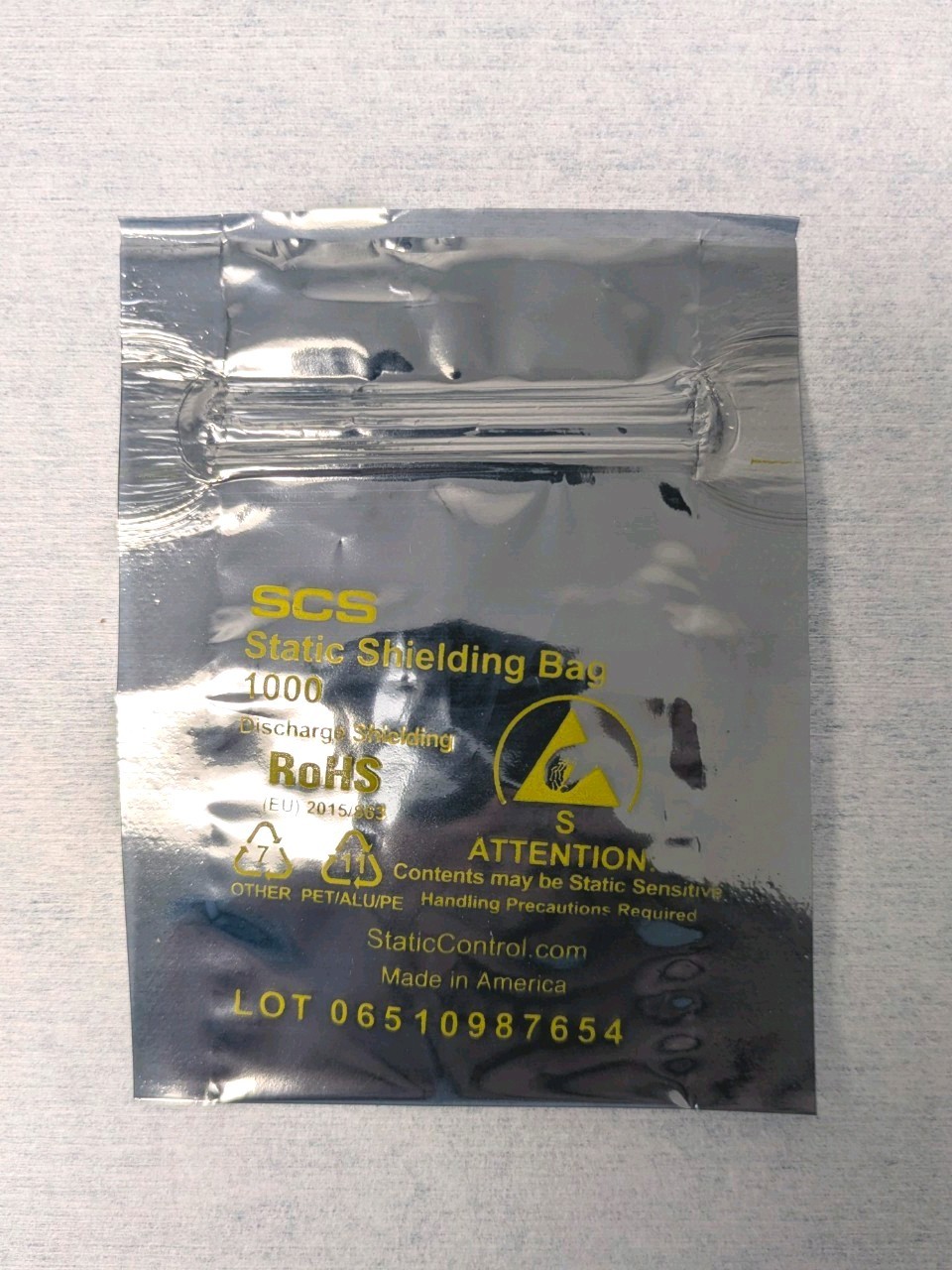 3″x4″ Zip Top SCS Static Shielding Bag 1000 Anti-Static RoHS Made in America