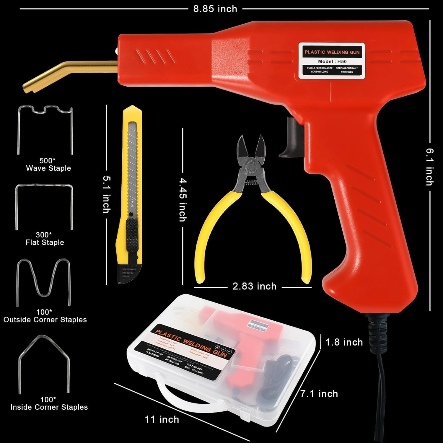 Plastic Welder Kit with Staples Car Bumper Repair Hot Stapler Gun Repair Tool