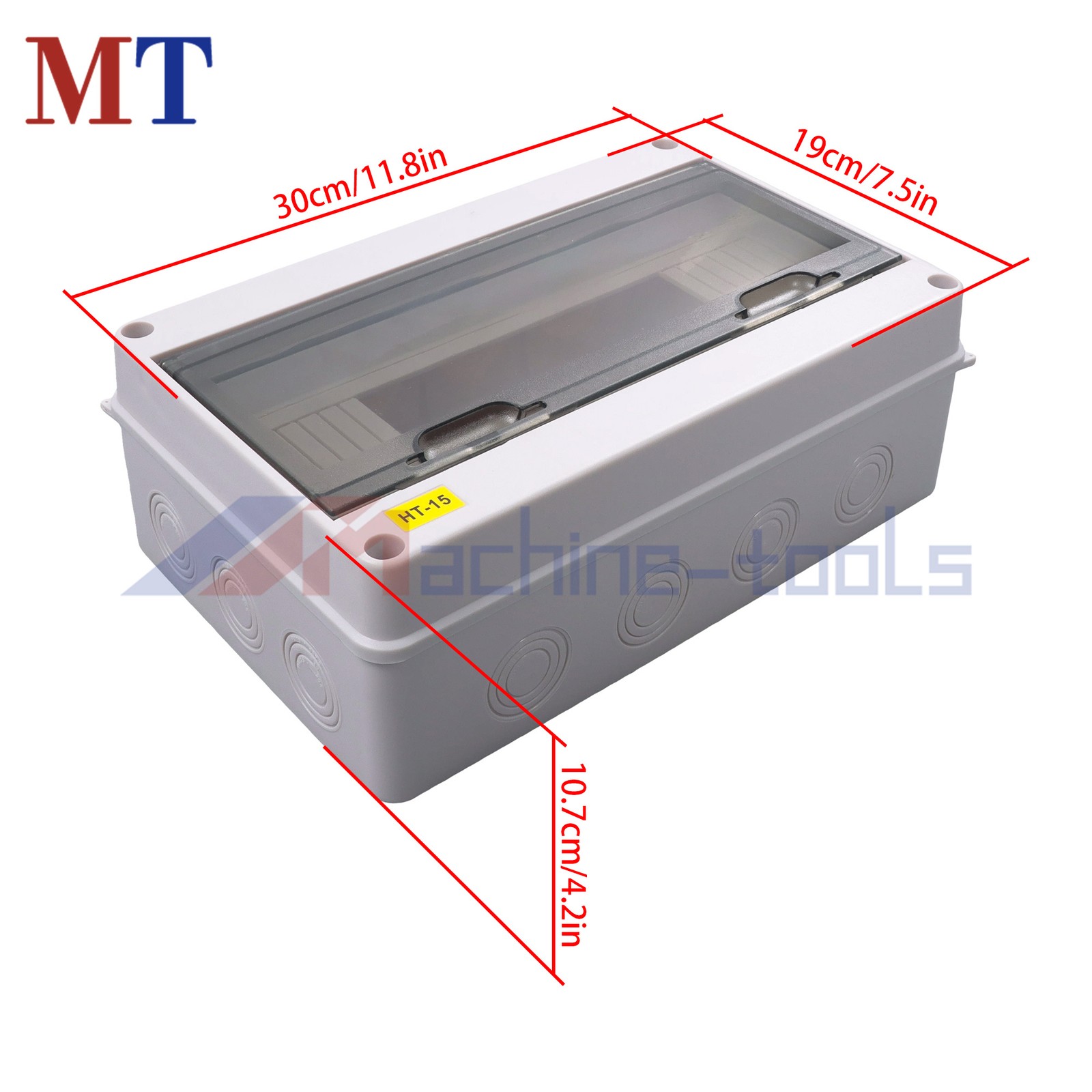 15 Way MCB Enclosure, IP65 Outdoor Rated, DIN Rail & Neutral Link