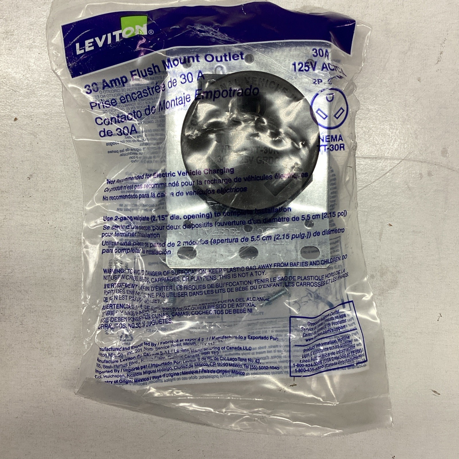 10x Leviton TT-30R 30 Amps 125 Volt Black Outlet