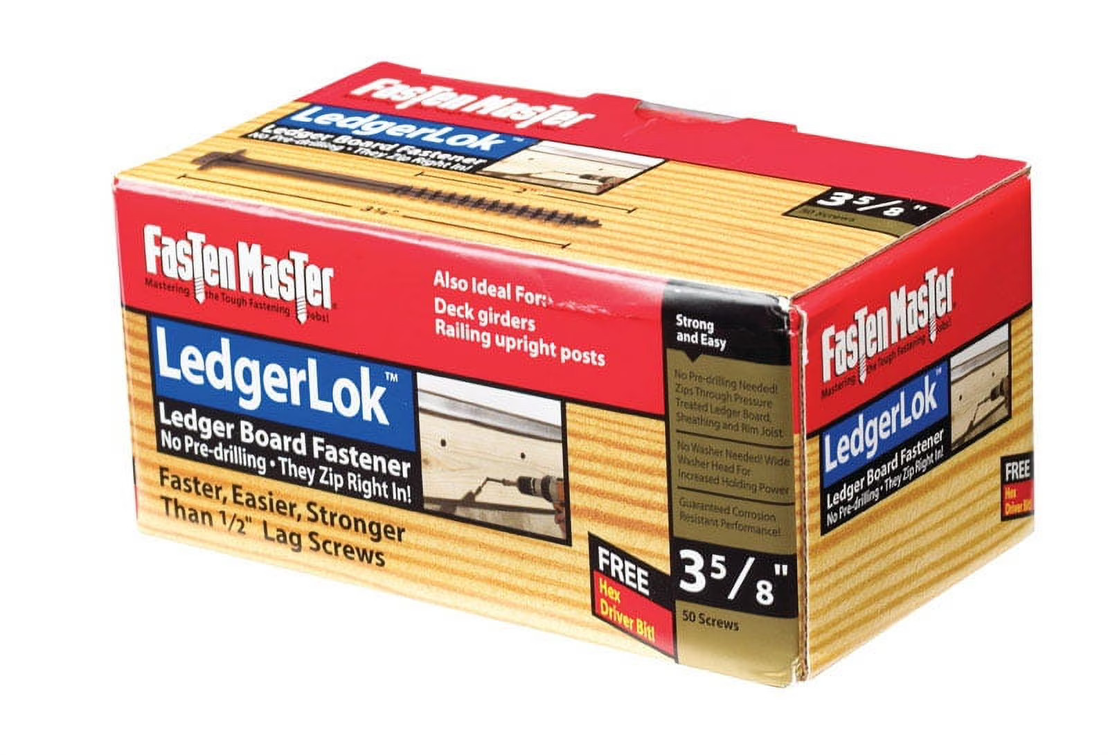 FastenMaster LedgerLok No 3 X 3-5/8 in Hex Washer Head Screws 50 pk FMLL358-50