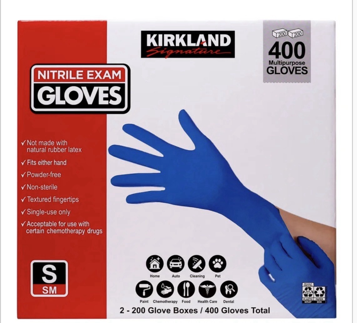 Kirkland Signature Nitrile Exam Gloves Powder-Free Small 2 Boxes 400 Total