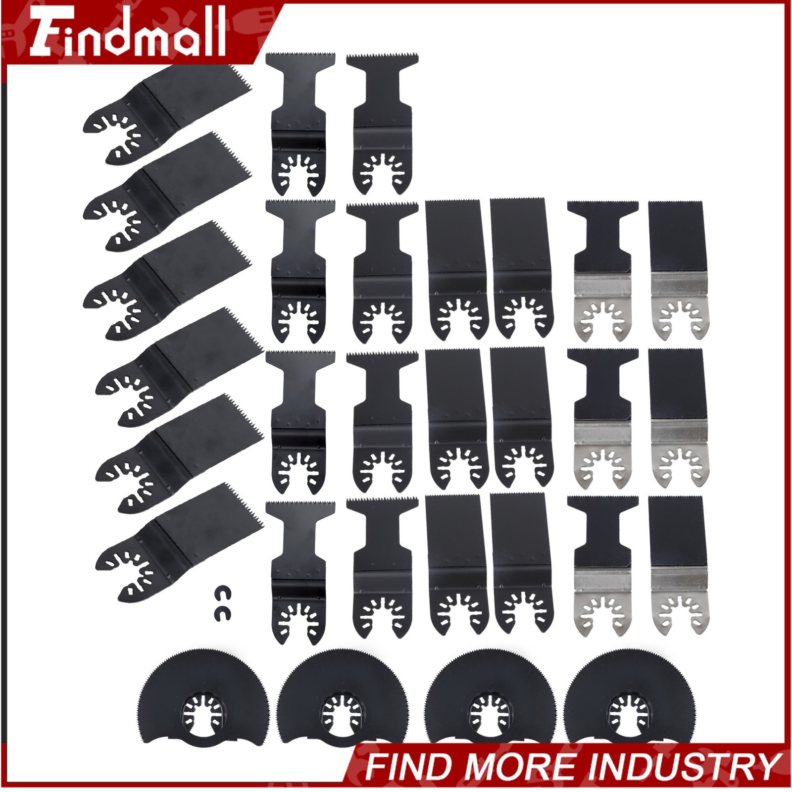 Findmall 32 Pcs Universal Oscillating Saw Blades Kit Bi-Metal Multi Tool Blades
