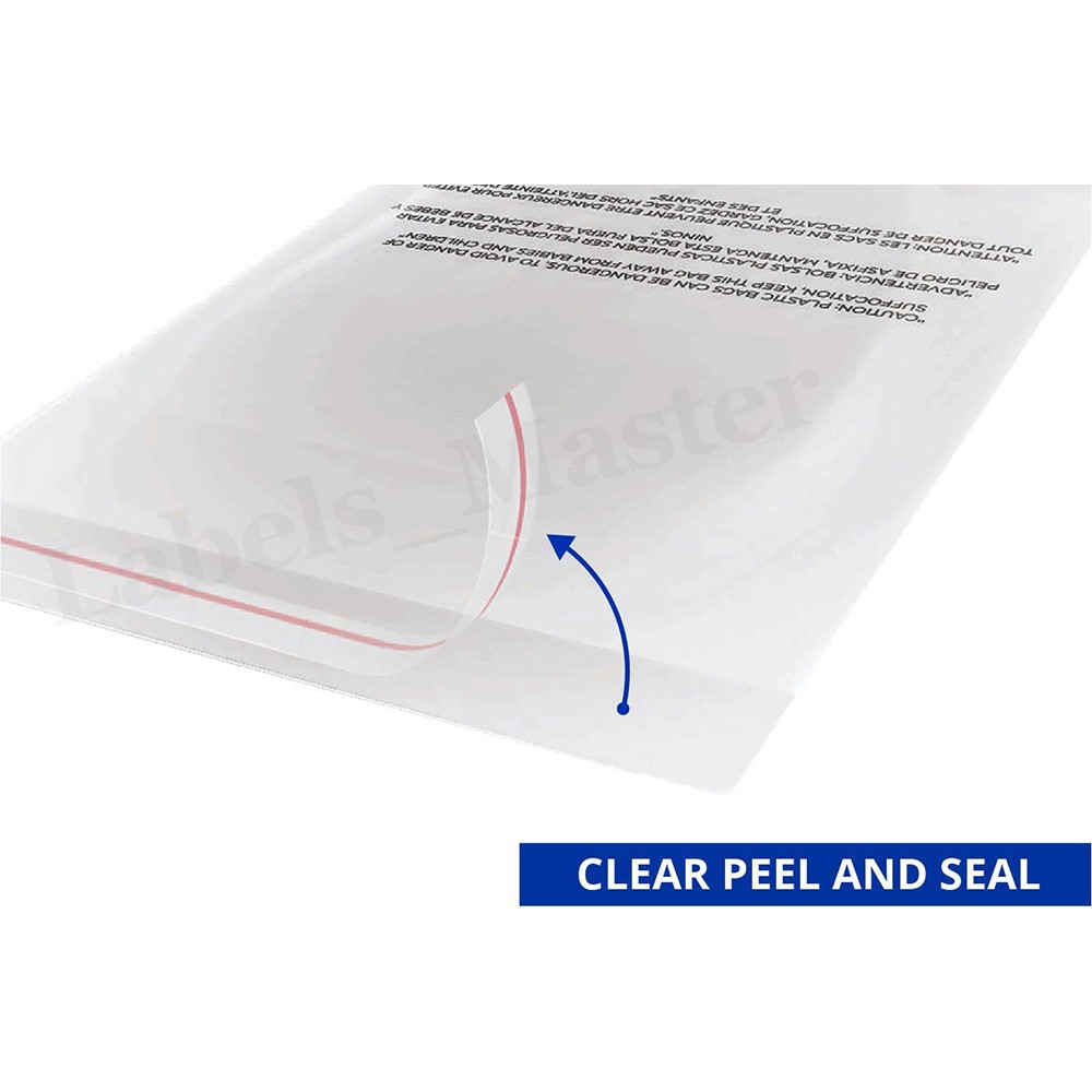 Clear Poly Bags Resealable Suffocation Warning OPP Cello Merchandise Packaging