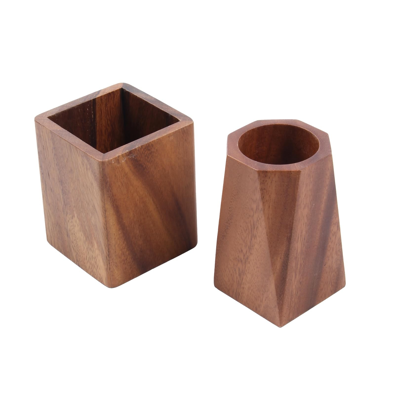 Walnut Wooden Pencil Holder Cup for Desk Natural Wood Pen Holder Stand for Offic