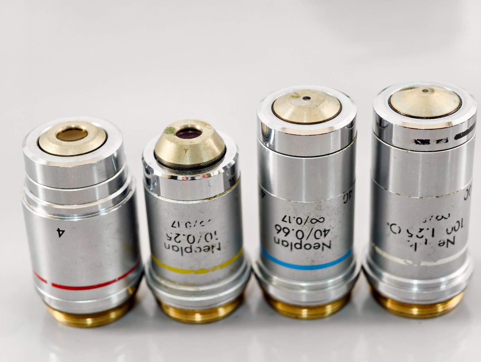 Reichert Microstar Microscope Objective Set 4x 10x 40x 100x Plan Achro Neoplan