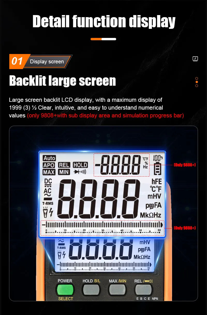 Digital Multimeter Voltage Tester Capacimeter Frequency Temperature Measuring