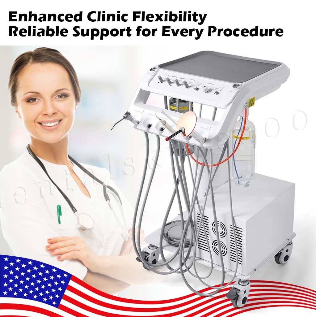 Dental mobile Delivery Unit Treatment Cart with Compressor scaler Curing Light