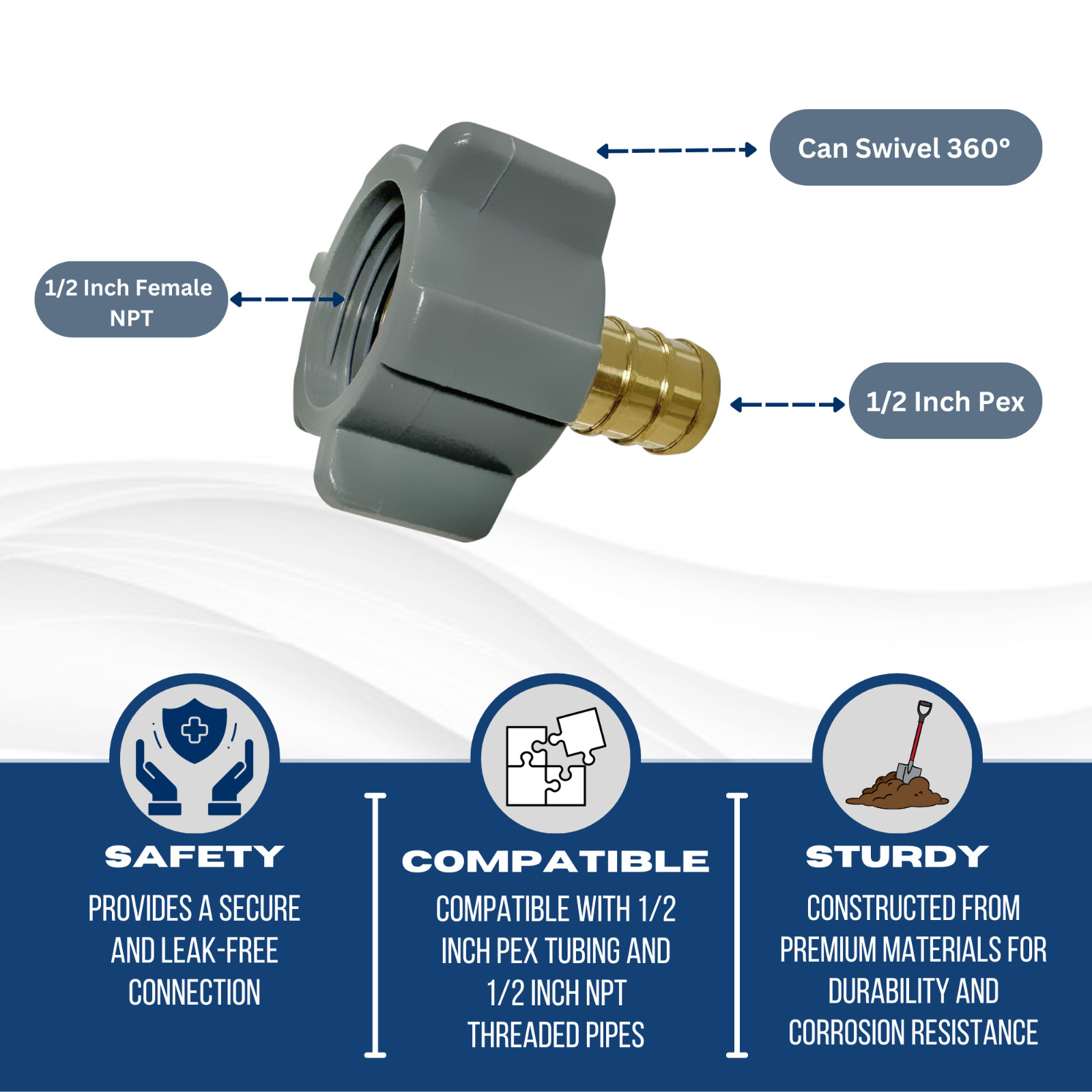 100 Pcs. 1/2″ Pex X 1/2″ Female Swivel Adapter, 1/2 Pex Female Swivel 25-2-1=100