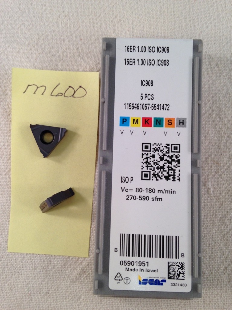 5 NEW ISCAR 16ER 1.00 ISO THREADING CARBIDE INSERTS. GR: IC908 ISRAEL MADE -M600