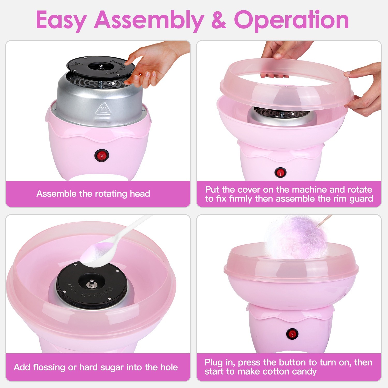 400W Electric Cotton Candy Machine w/ Sugar Scoop for Birthday Family Party Gift